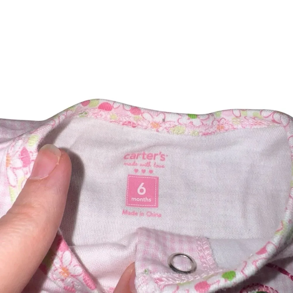 GIRLS 6 Months 1-Piece Bodysuit / Romper Pink Gingham-Flower Trim &‎ Ruffle NWT